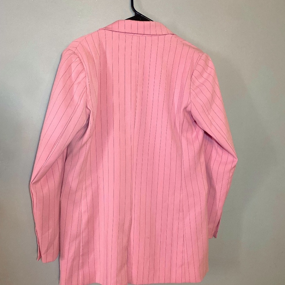 Plus size Pink Striped Blazer